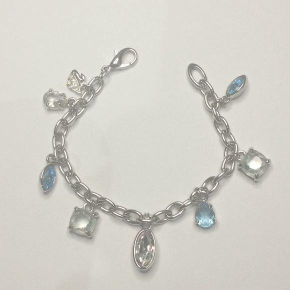 Swarovski Rhodium Crystal Charm Bracelet - 6 1/4 “ - Picture 1 of 4